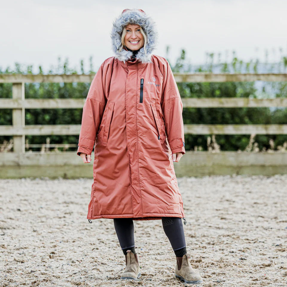 EQUIDRY Women's Thick Fleece Evolution Faux Fur Hood #colour_chestnut