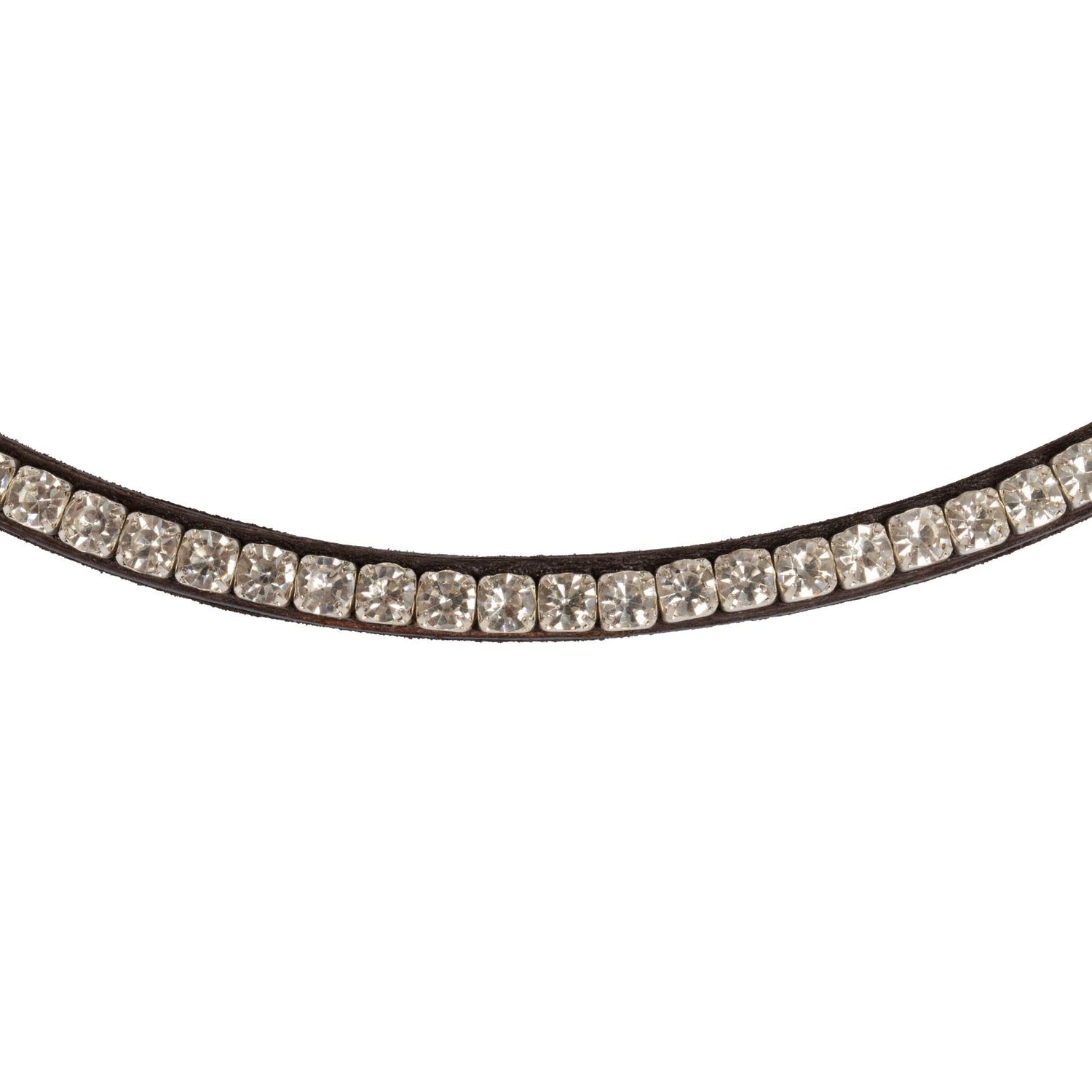 Acavallo Browband Calfskin & Round Crystals #colour_brown-transparent