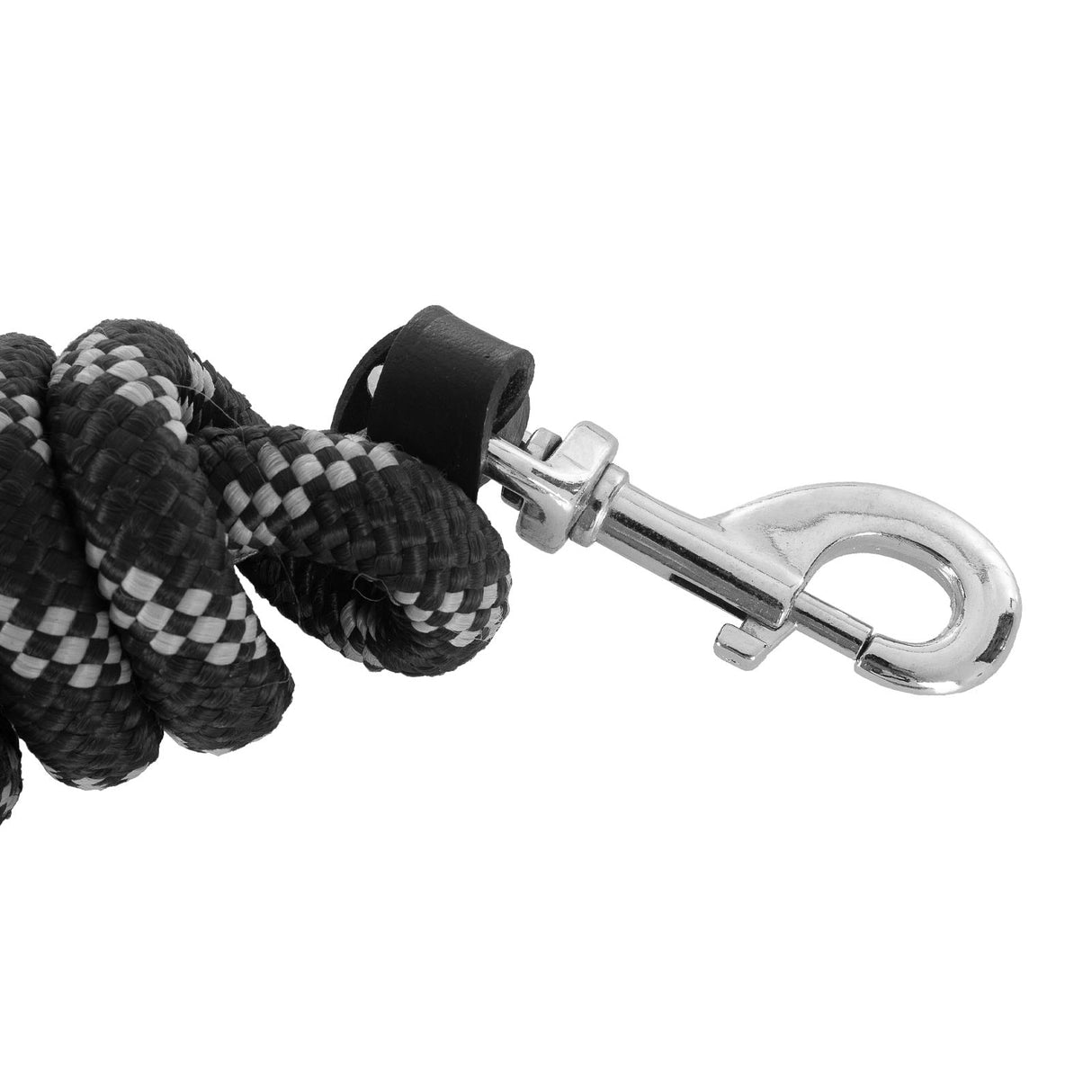 Acavallo Braided Lead Rope Leather Ends #colour_black