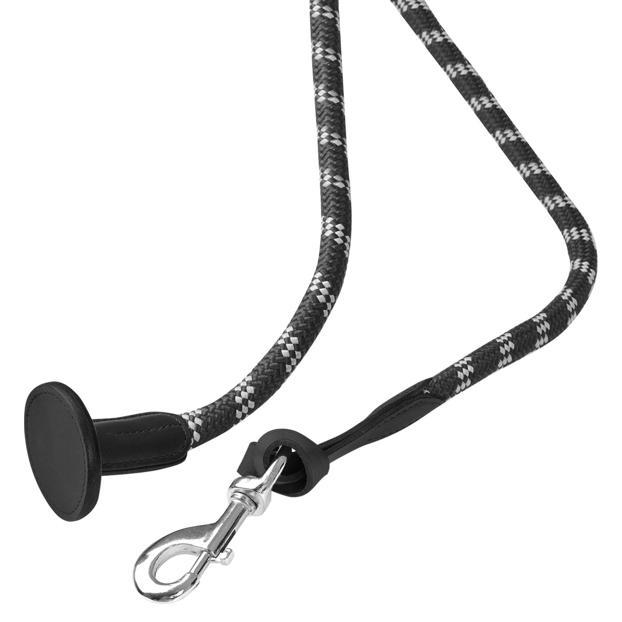 Acavallo Braided Lead Rope Leather Ends #colour_black