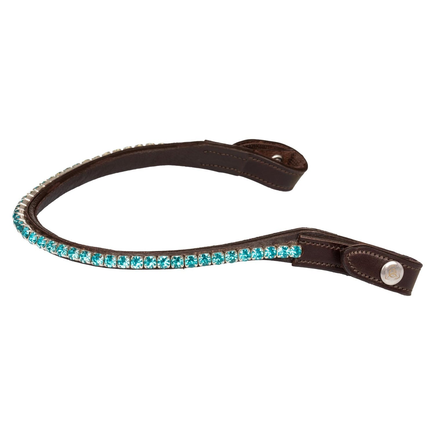 Acavallo Browband Calfskin & Round Crystals #colour_brown-blue