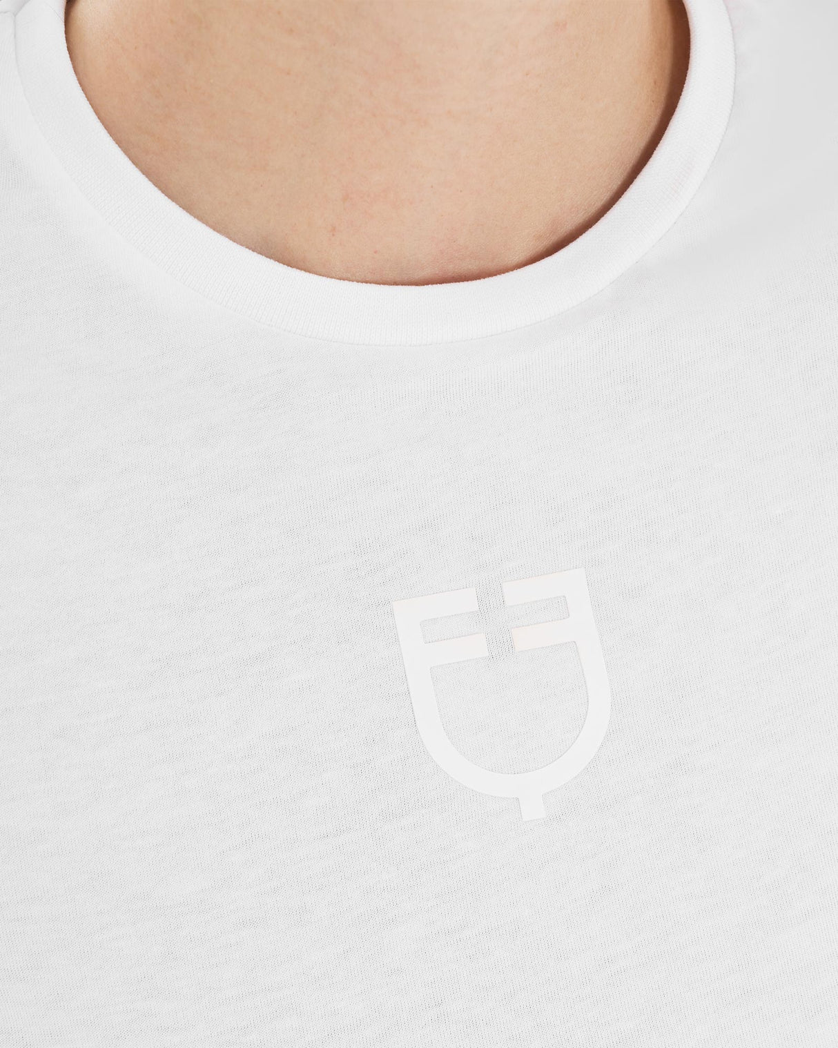 Equestro Women's Basic T-Shirt With Tone-On-Tone Logo #colour_white