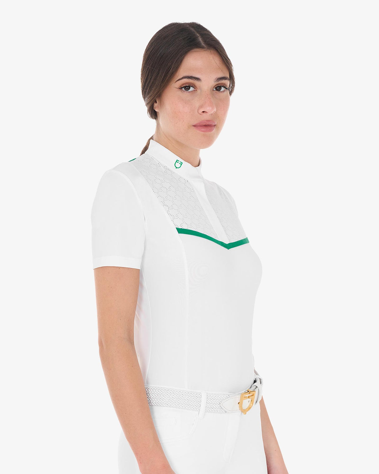 Equestro Women's Slim Fit Competition Polo Shirt With Chest Perforated Inserts