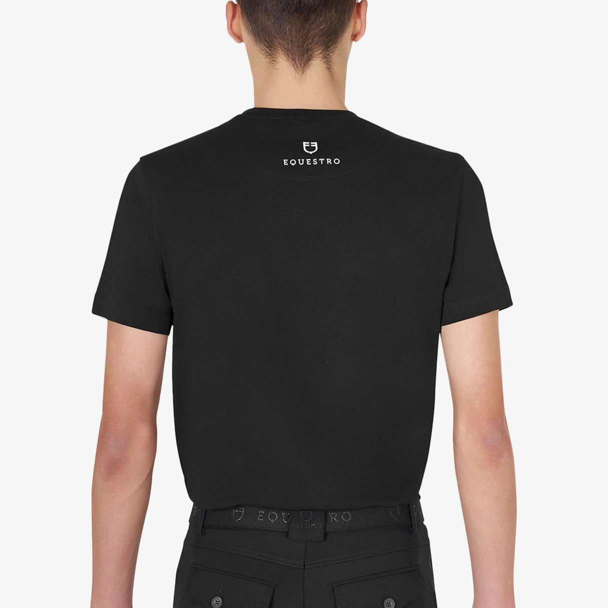Equestro Men's Horse Club Cotton T-Shirt #colour_black