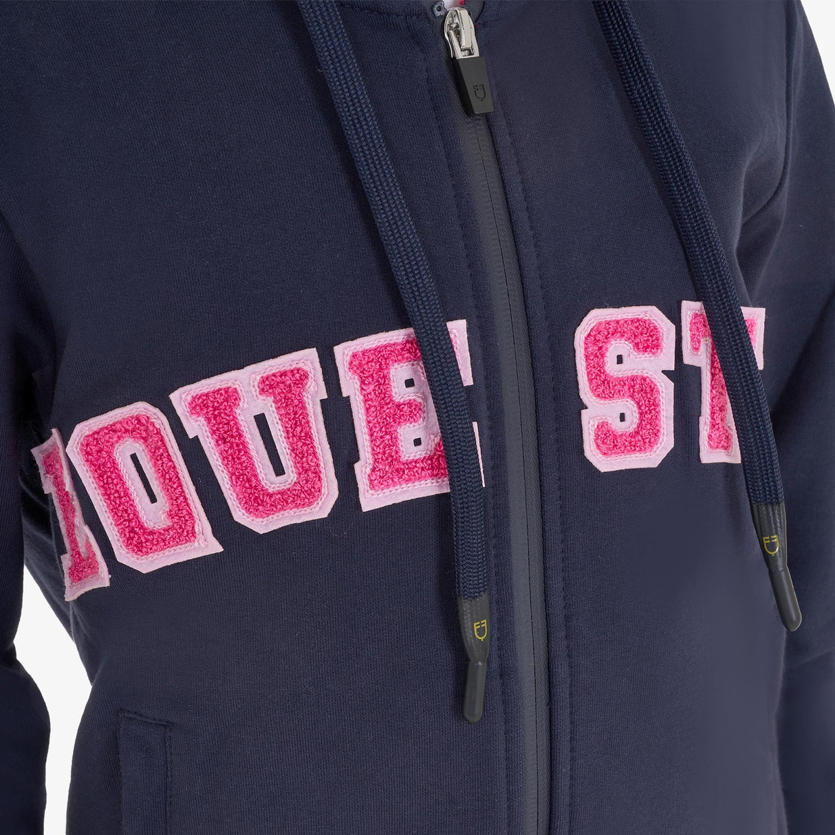 Equestro Kids' Hoodie With Zip And Sponge Lettering #colour_blue-fuscia