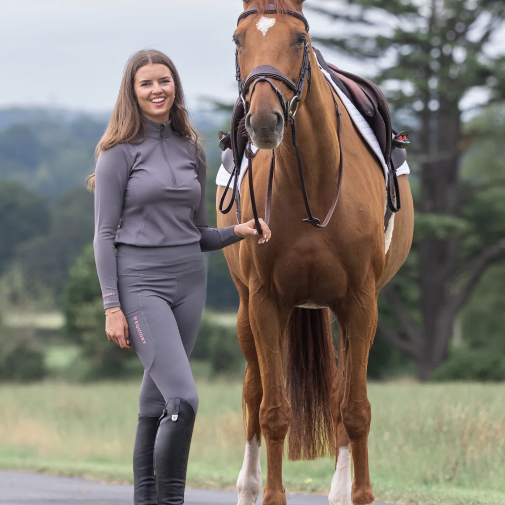 EQUIDRY Women's Water Repellent Leggings #colour_grey-pink