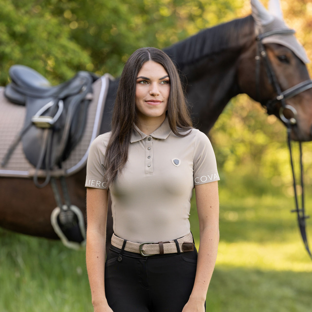 Covalliero Ladies Sporty Polo Shirt #colour_beige