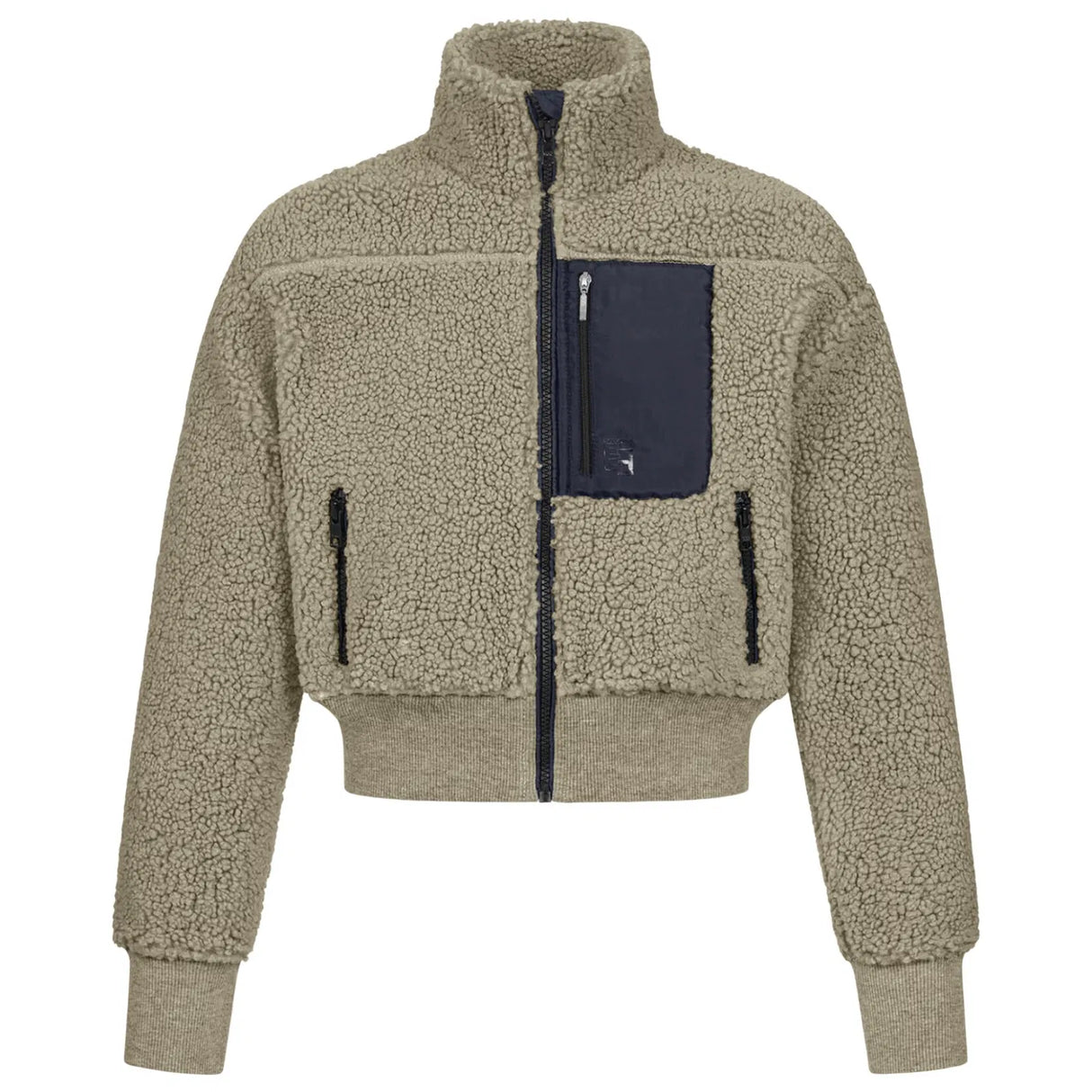 E.L.T Teens Alba Teddy Fleece Jacket #colour_beige-grey