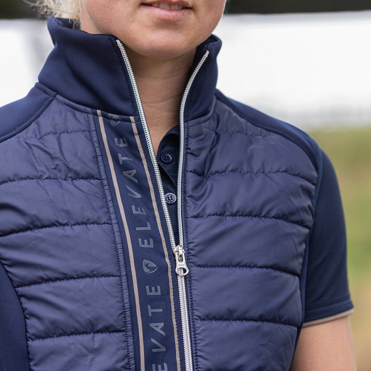 Hy Equestrian Ladies Elevate Allure Gilet #colour_navy-gun-metal-grey