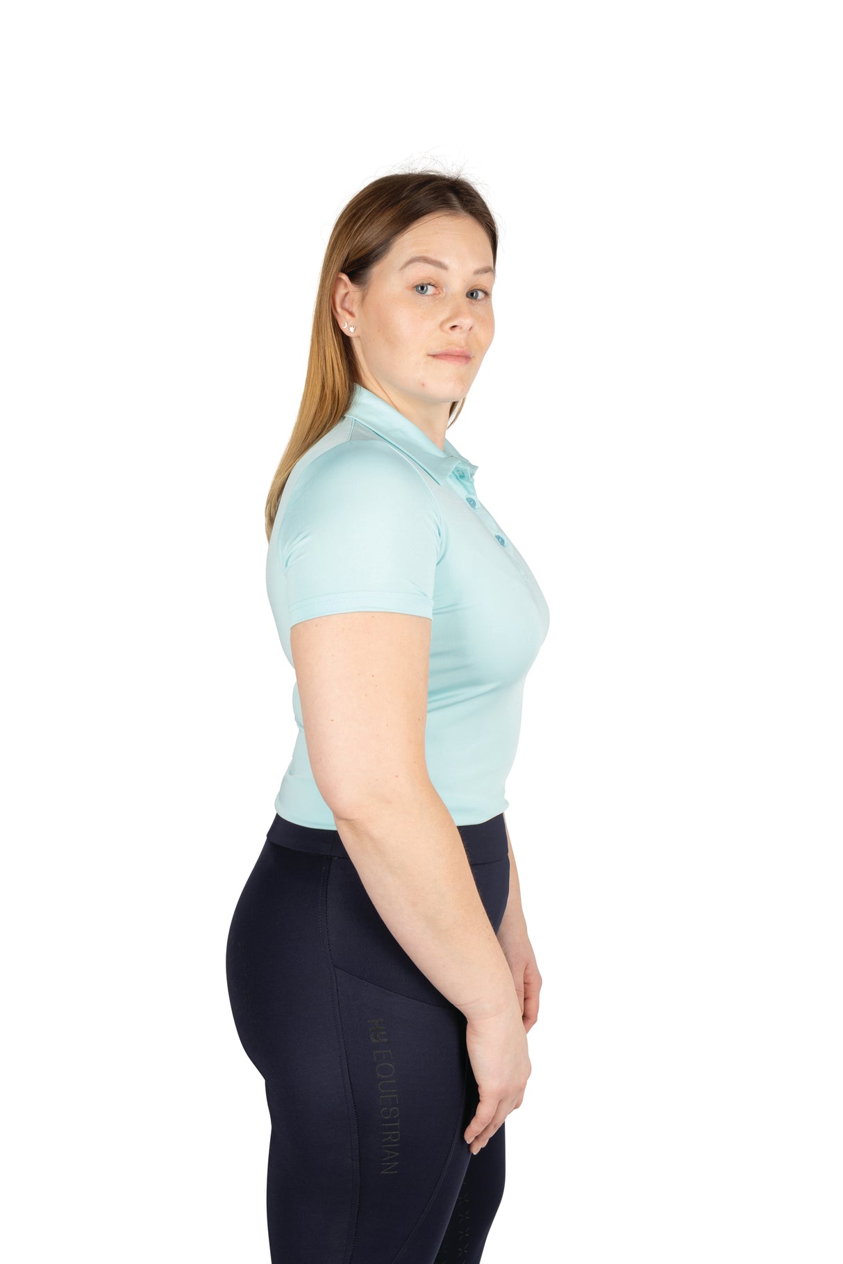 Hy Equestrian Ladies Elevate Essential Polo Shirt #colour_ice-blue