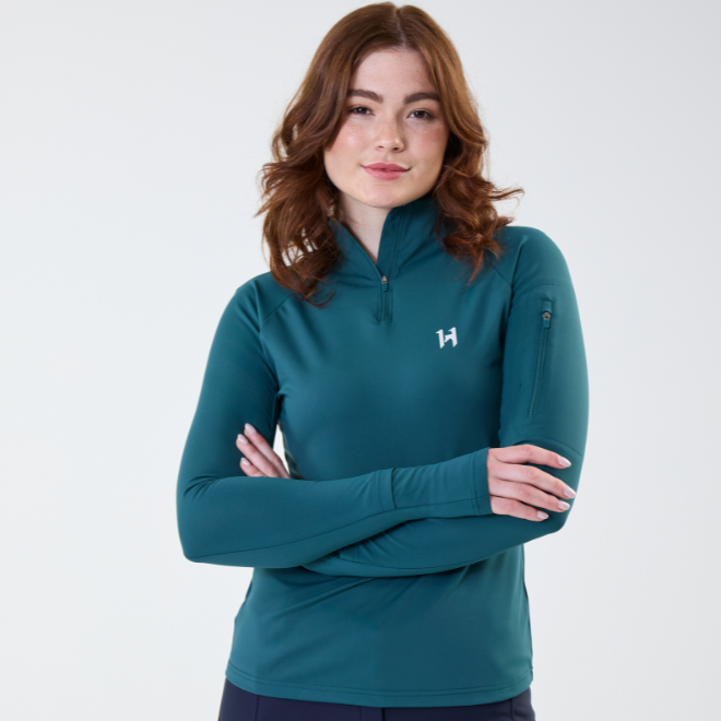 Horseware Ireland Strive Winter 1/4 Zip Top #colour_dynasty-green