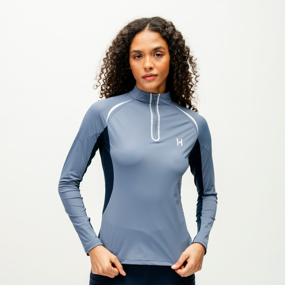 Horseware Ireland Stamina Long Sleeve 1/4 Zip Top #colour_blue