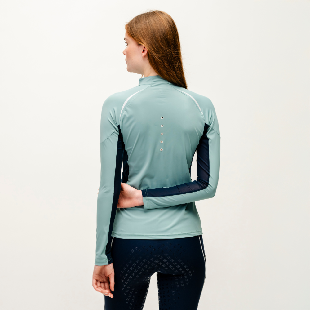Horseware Ireland Stamina Long Sleeve 1/4 Zip Top #colour_sage