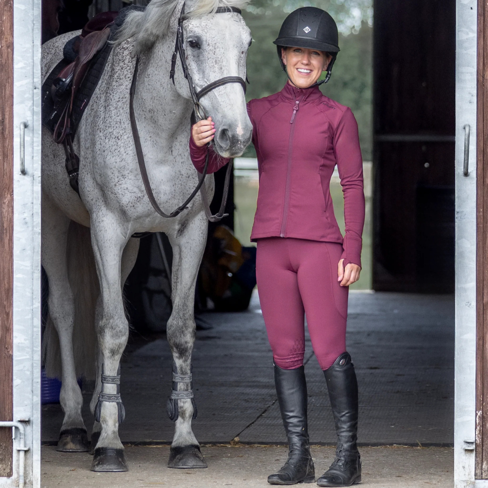 EQUIDRY Women's Water Repellent Leggings #colour_plum-black