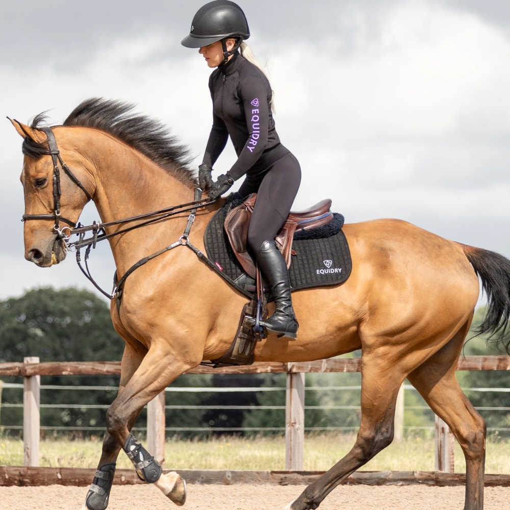 EQUIDRY Women's Water Repellent Leggings #colour_black-lilac