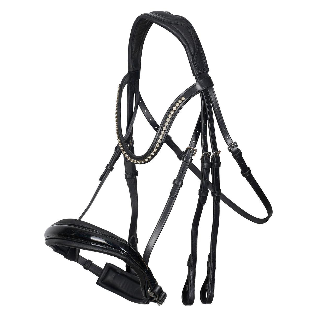 Imperial Riding Fria Weymouth Bridle #colour_black-lack-chrystal