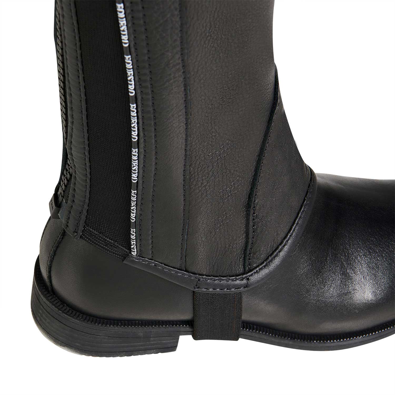 Equestro Kids' Soft Leather Gaiters With Elastic Band #colour_black