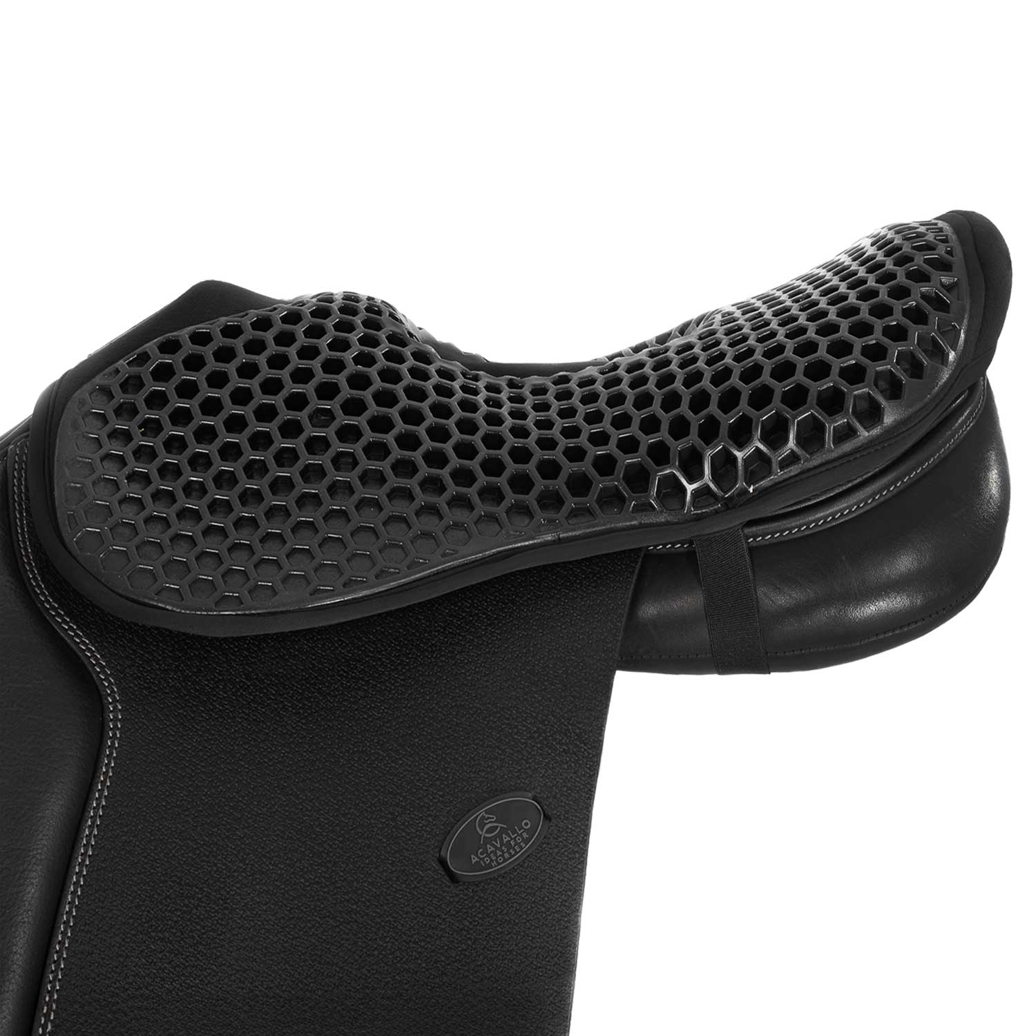 Acavallo Ortho-Pubis Seat Saver Jumping Hexagonal Gel-Out Dri-Lex 20mm #colour_black