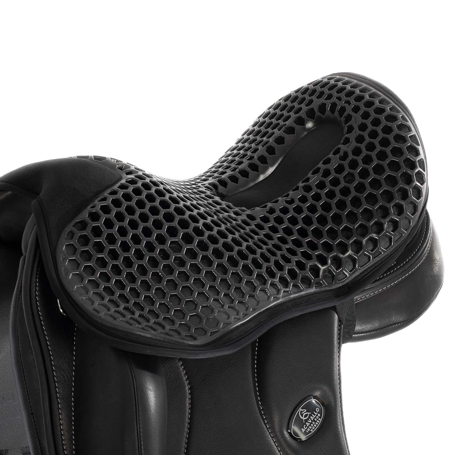 Acavallo Ortho-Coccyx Seat Saver Dressage Hexagonal Gel-Out Dri-Lex 20mm #colour_black