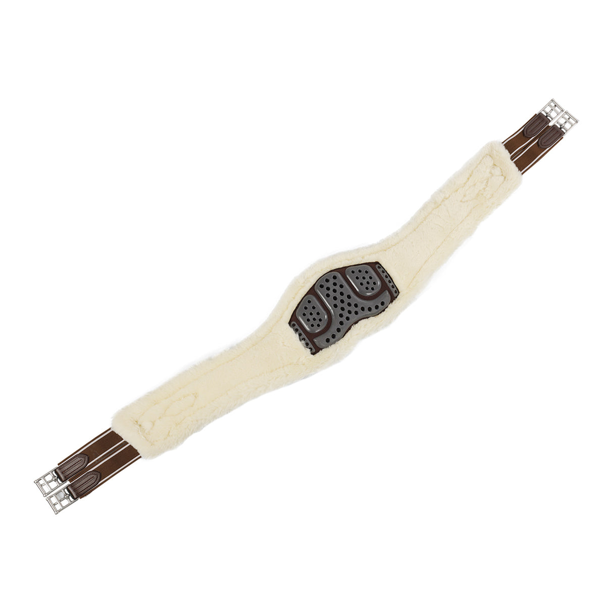 Acavallo Jumping Girth Classic Gel Pvc Detachable Faux Sheepskin #colour_brown