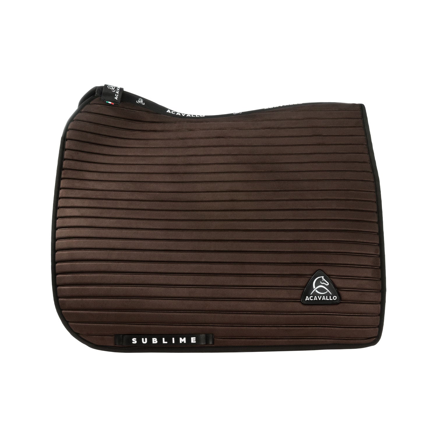 Acavallo Stripe Suede Dressage Saddle Pad W/Square Back Corner #colour_brown