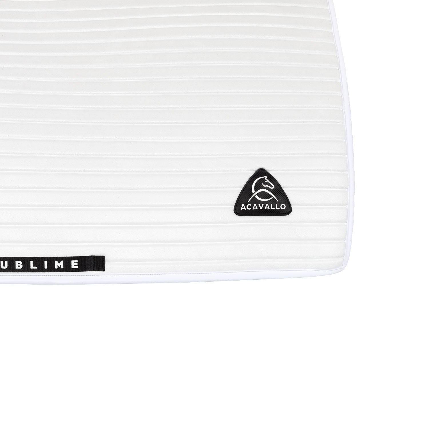 Acavallo Stripe Suede Dressage Saddle Pad W/Square Back Corner #colour_white