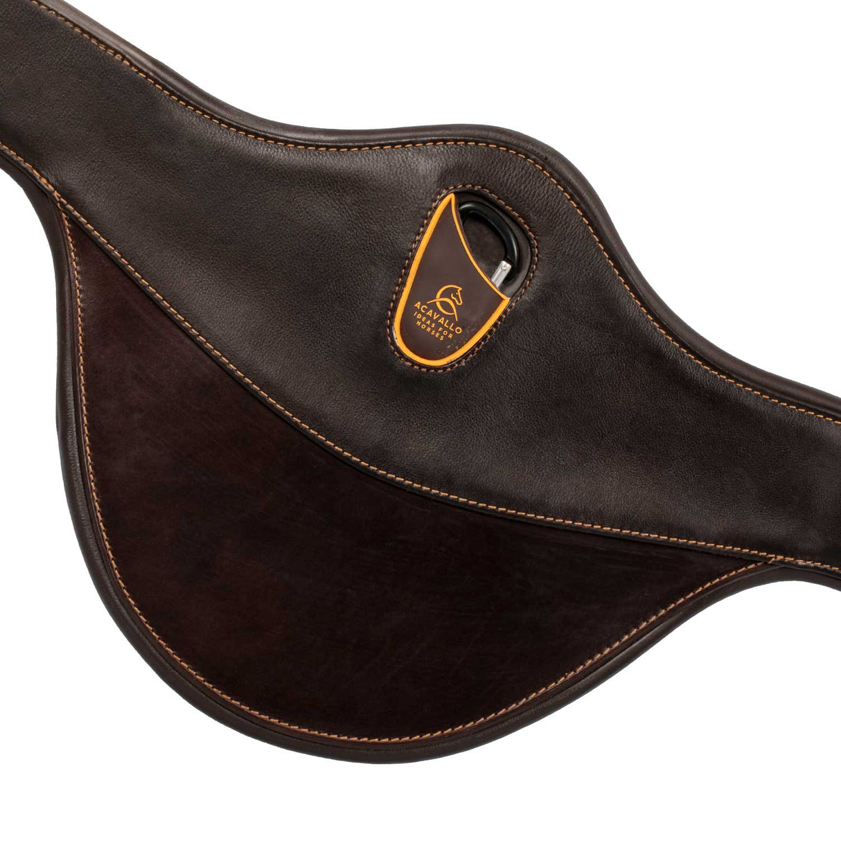 Acavallo Jumping Stud Guard Girth Leather & Gel #colour_brown