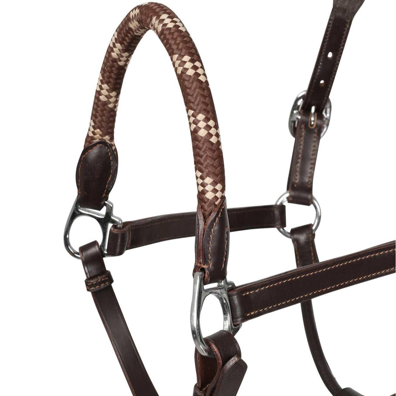 Acavallo Halter Anatomical Leather Rope Noseband #colour_brown
