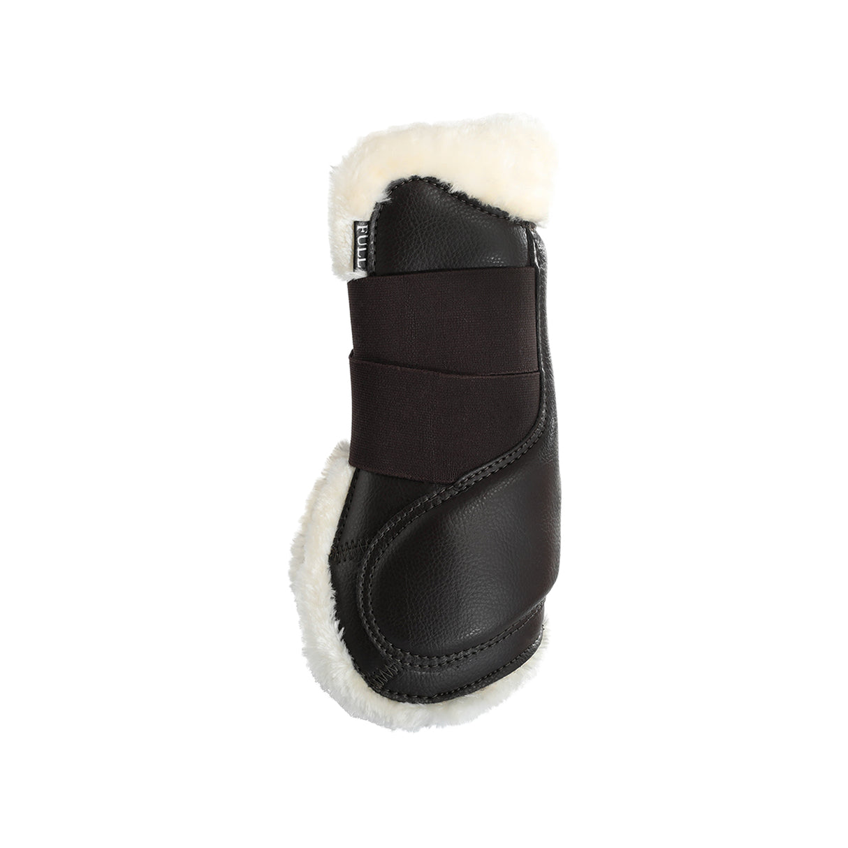 Acavallo Jumping Tendon Boots Faux Sheepskin & Hook-And-Loop Closure #colour_brown