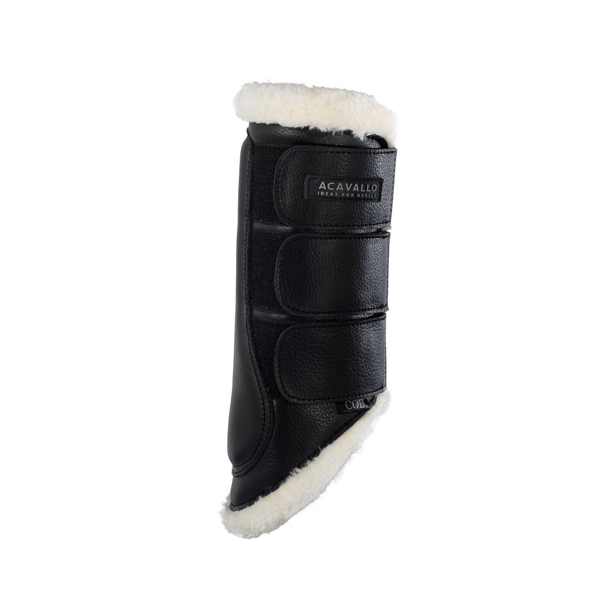 Acavallo Hind Brushing Boots Faux Sheepskin & Triple Hook-And-Loop Closure #colour_black