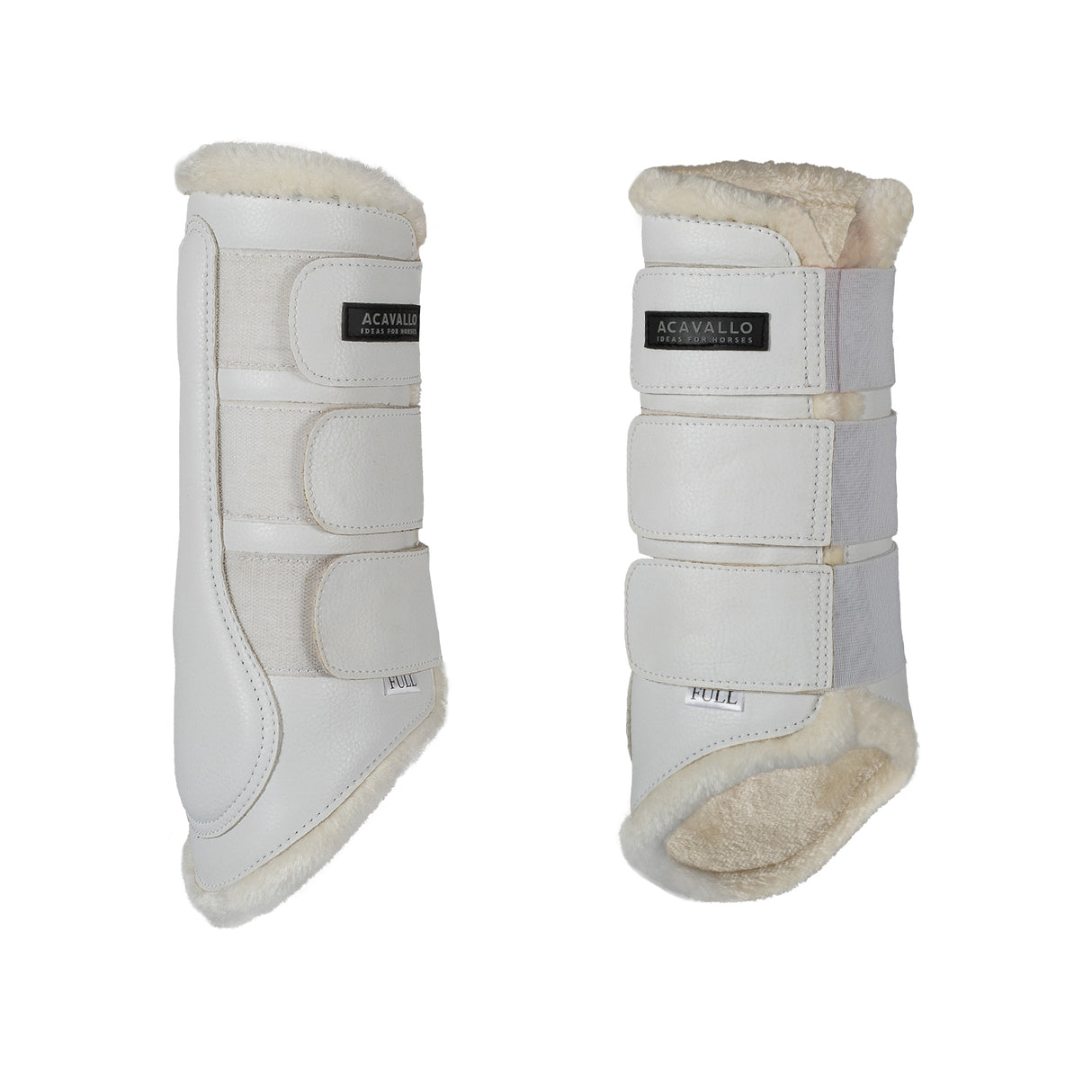 Acavallo Hind Brushing Boots Faux Sheepskin & Triple Hook-And-Loop Closure #colour_white