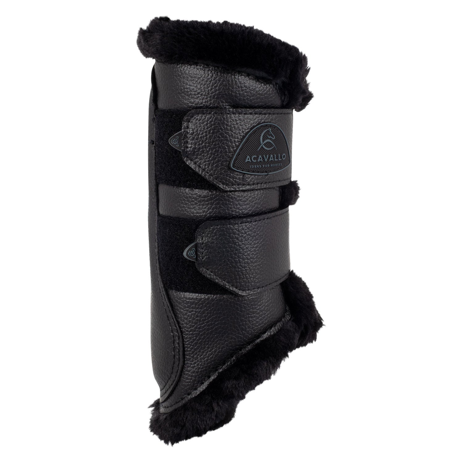 Acavallo Front Brushing Boots Eco-Leather & Faux Sheepskin #colour_black