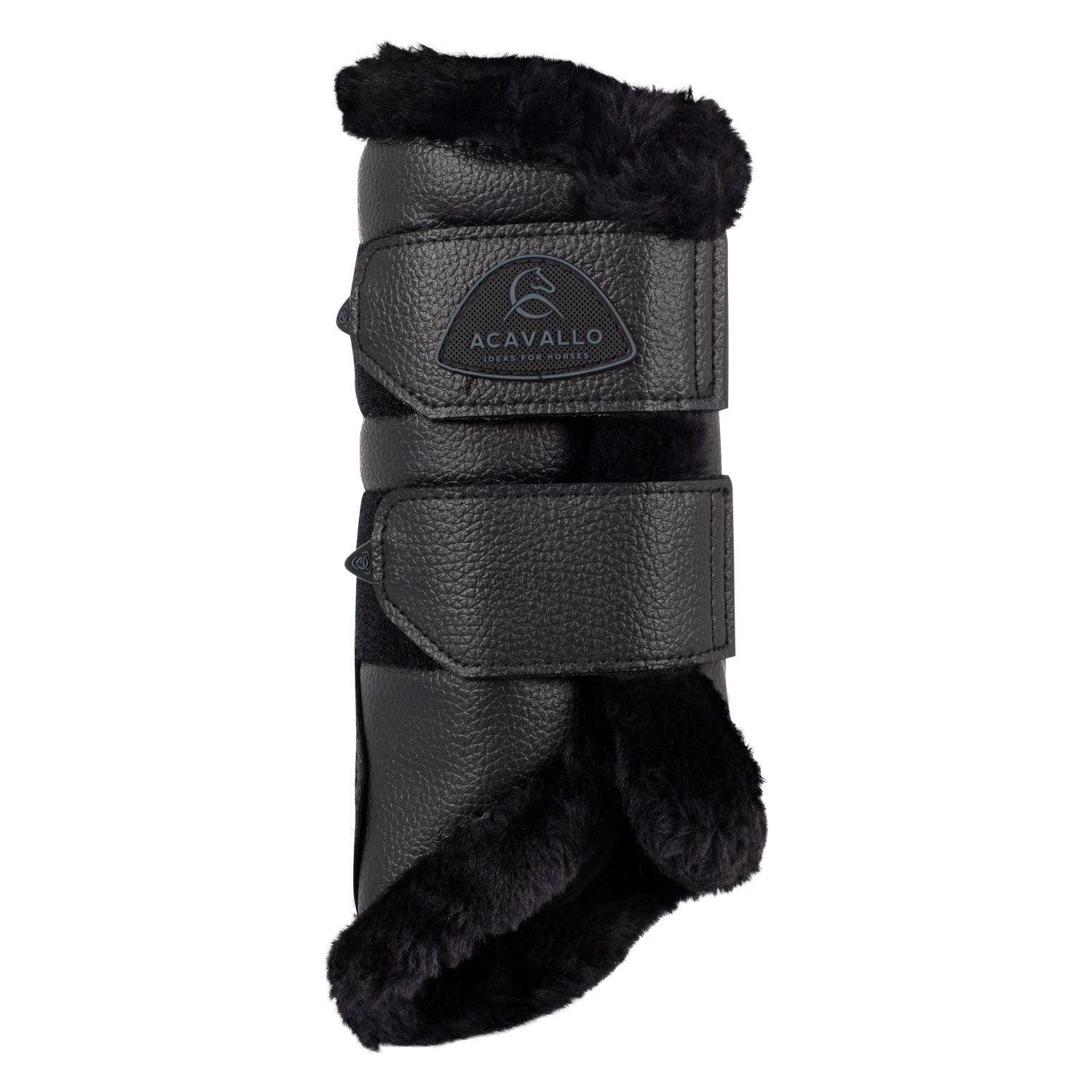 Acavallo Front Brushing Boots Eco-Leather & Faux Sheepskin #colour_black
