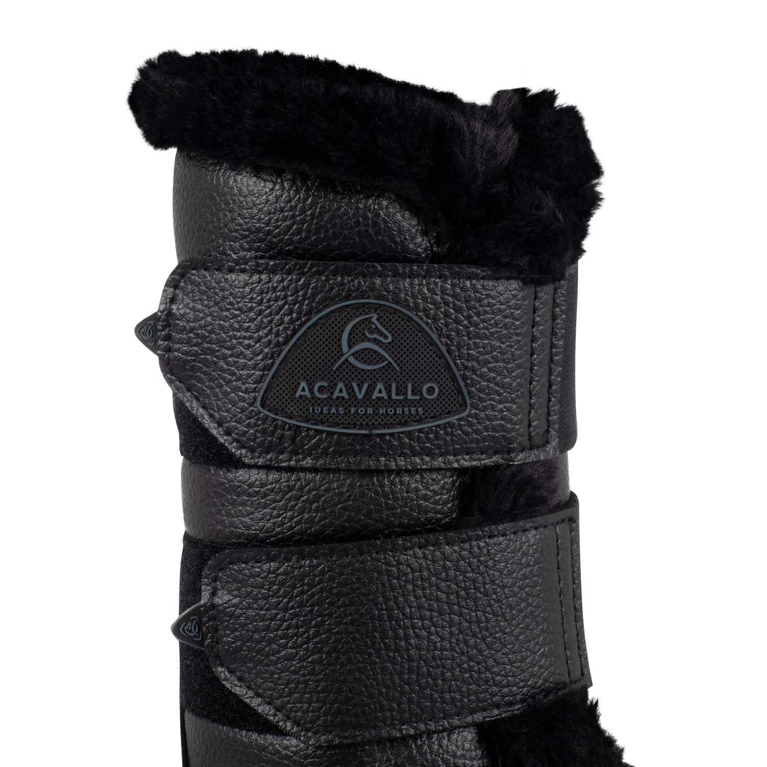 Acavallo Front Brushing Boots Eco-Leather & Faux Sheepskin #colour_black