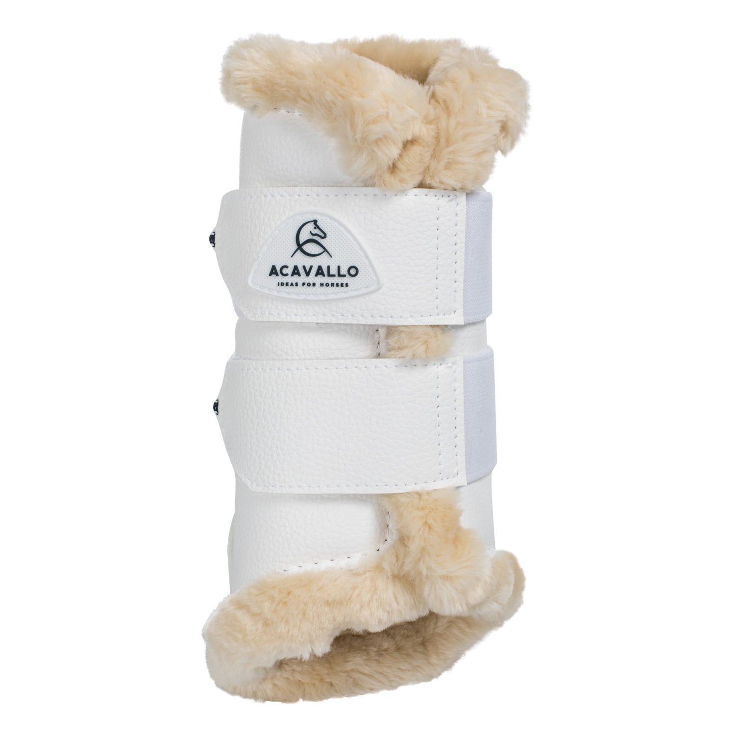 Acavallo Front Brushing Boots Eco-Leather & Faux Sheepskin #colour_white