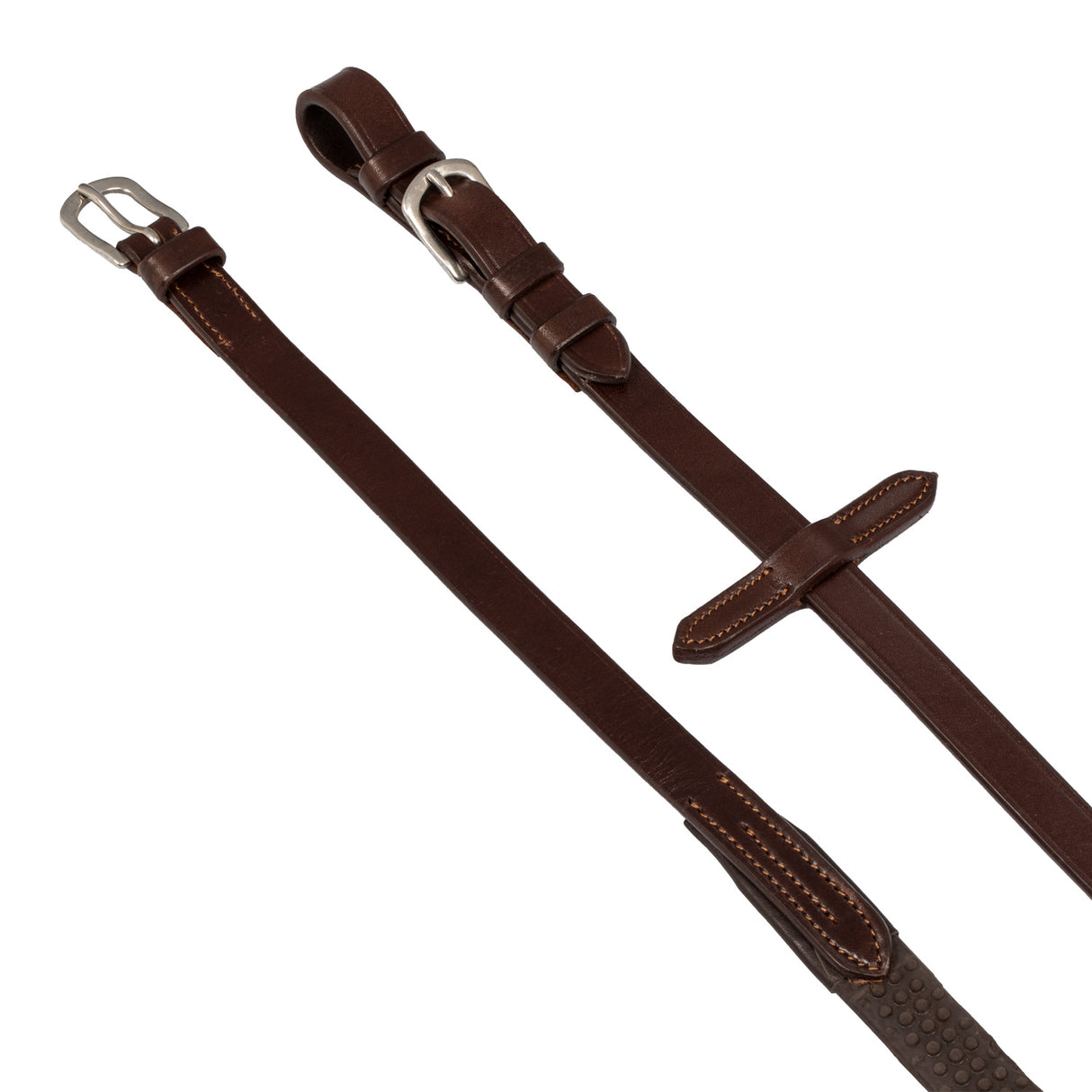 Acavallo Reins Leather & Rubber Grip #colour_brown