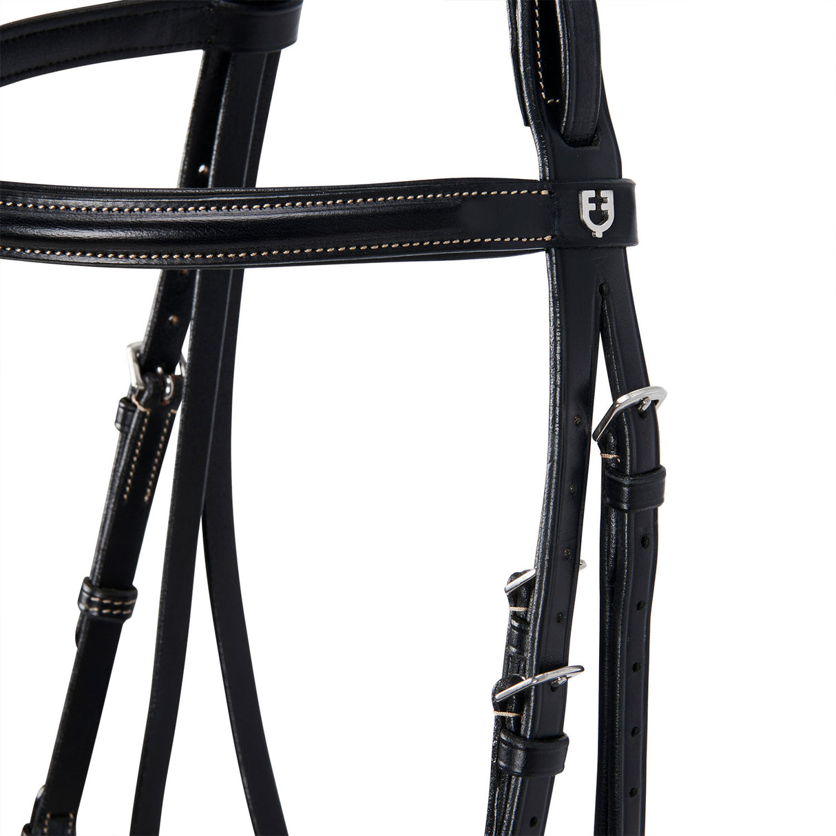 Equestro Leather English Bridle With Embroideries #colour_black