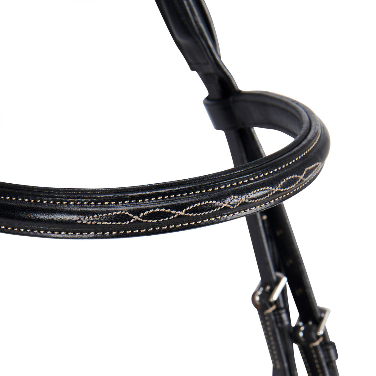 Equestro Leather English Bridle With Embroideries #colour_black