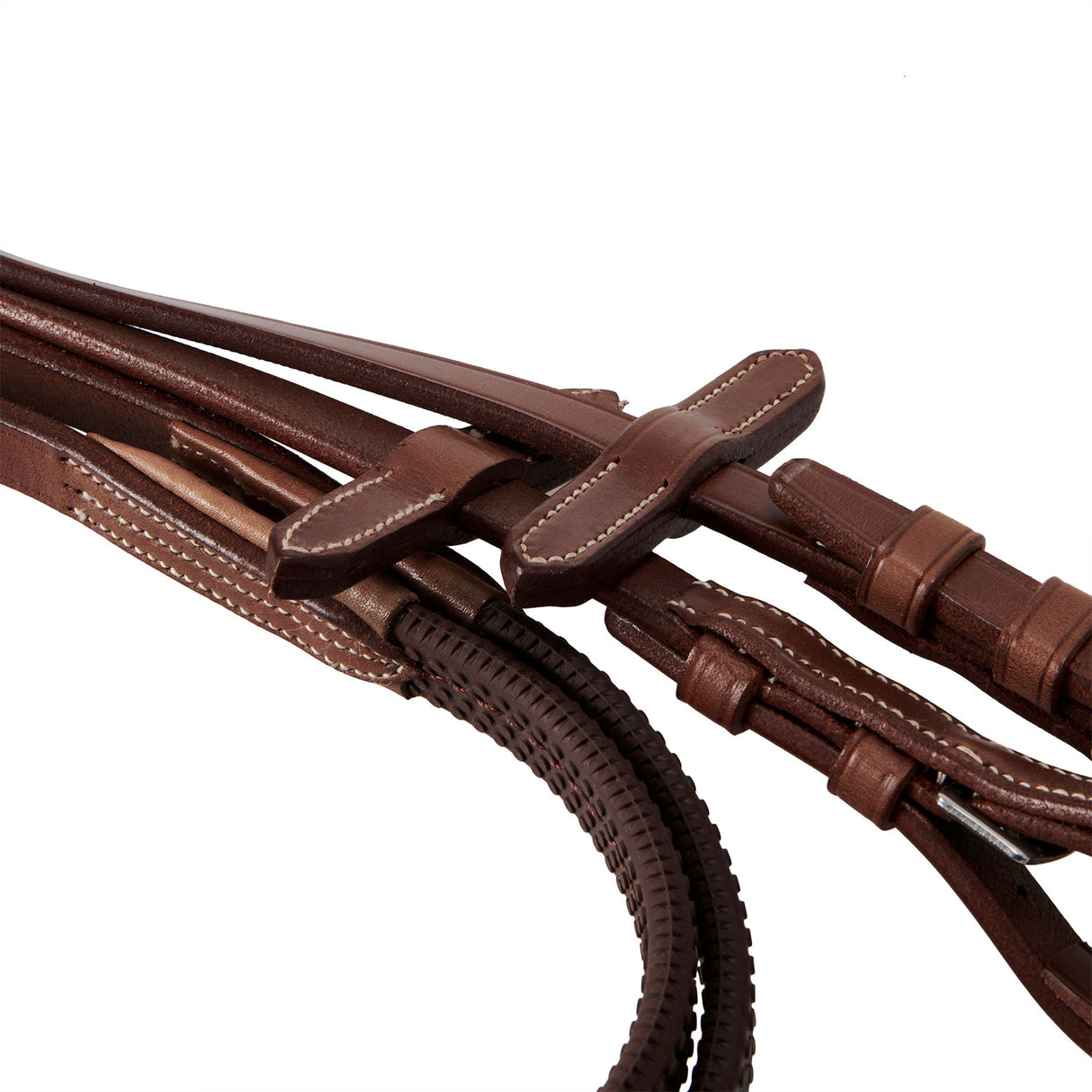Equestro Bridle With Mexican Noseband And Synthetic Sheepskin #colour_cognac