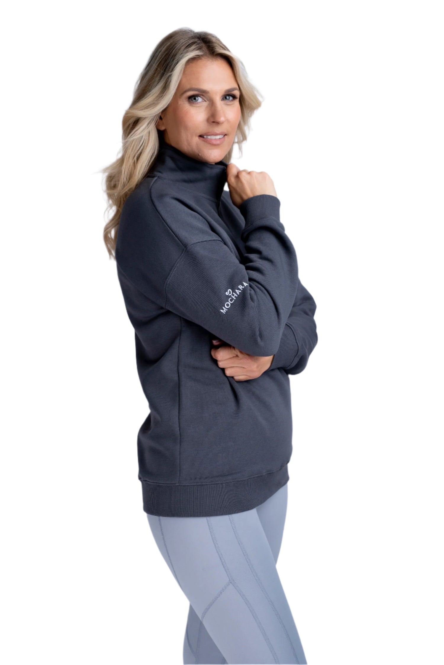 Mochara Half Zip Sweatshirt 
#colour_charcoal-grey