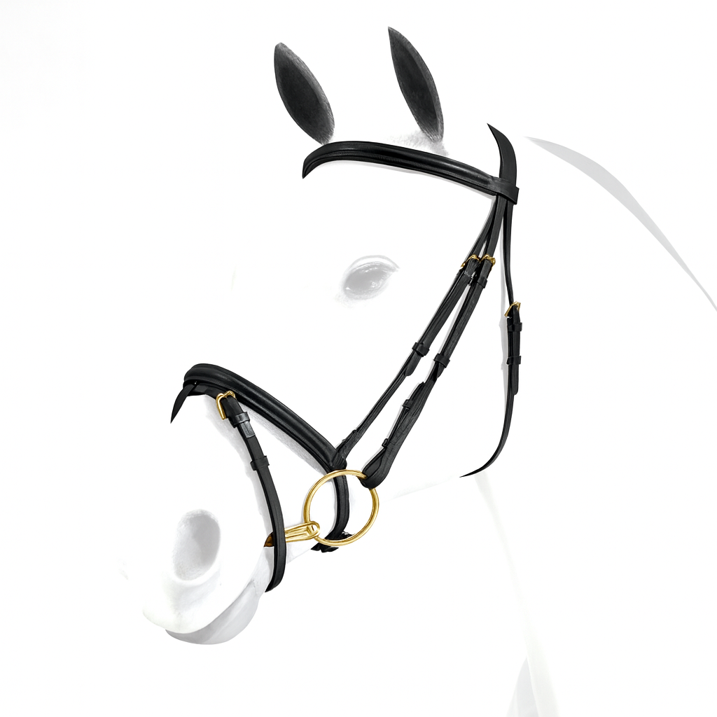 Equipe Emporio Flash Bridle with Brass Fittings - No Reins #colour_black
