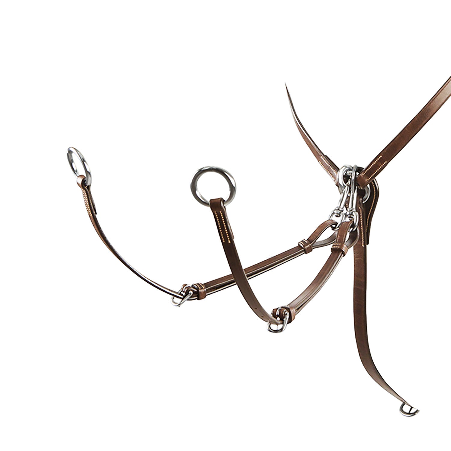 Equestro Tanned Leather Fork Hunting Breastplate #colour_cognac