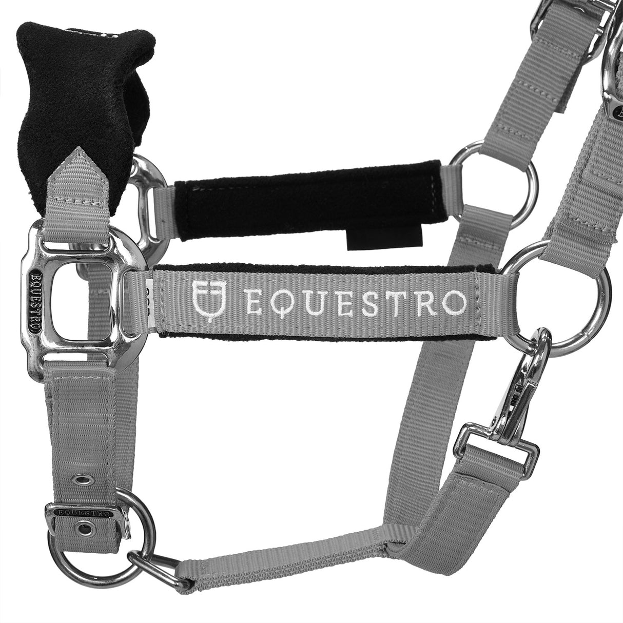 Equestro Halter With Double Adjustment And Lead Rope #colour_grey