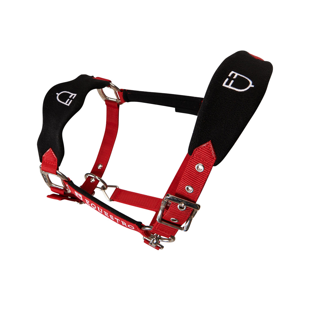 Equestro Halter With Double Adjustment And Lead Rope #colour_red