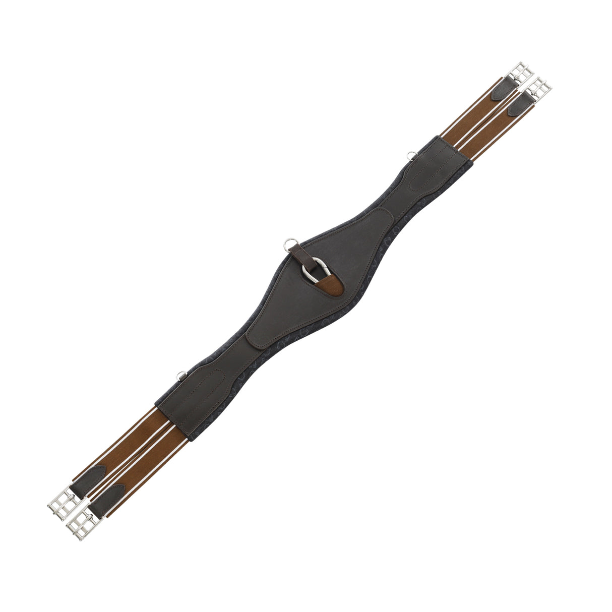Equestro Jumping Girth Shaped Leather #colour_brown