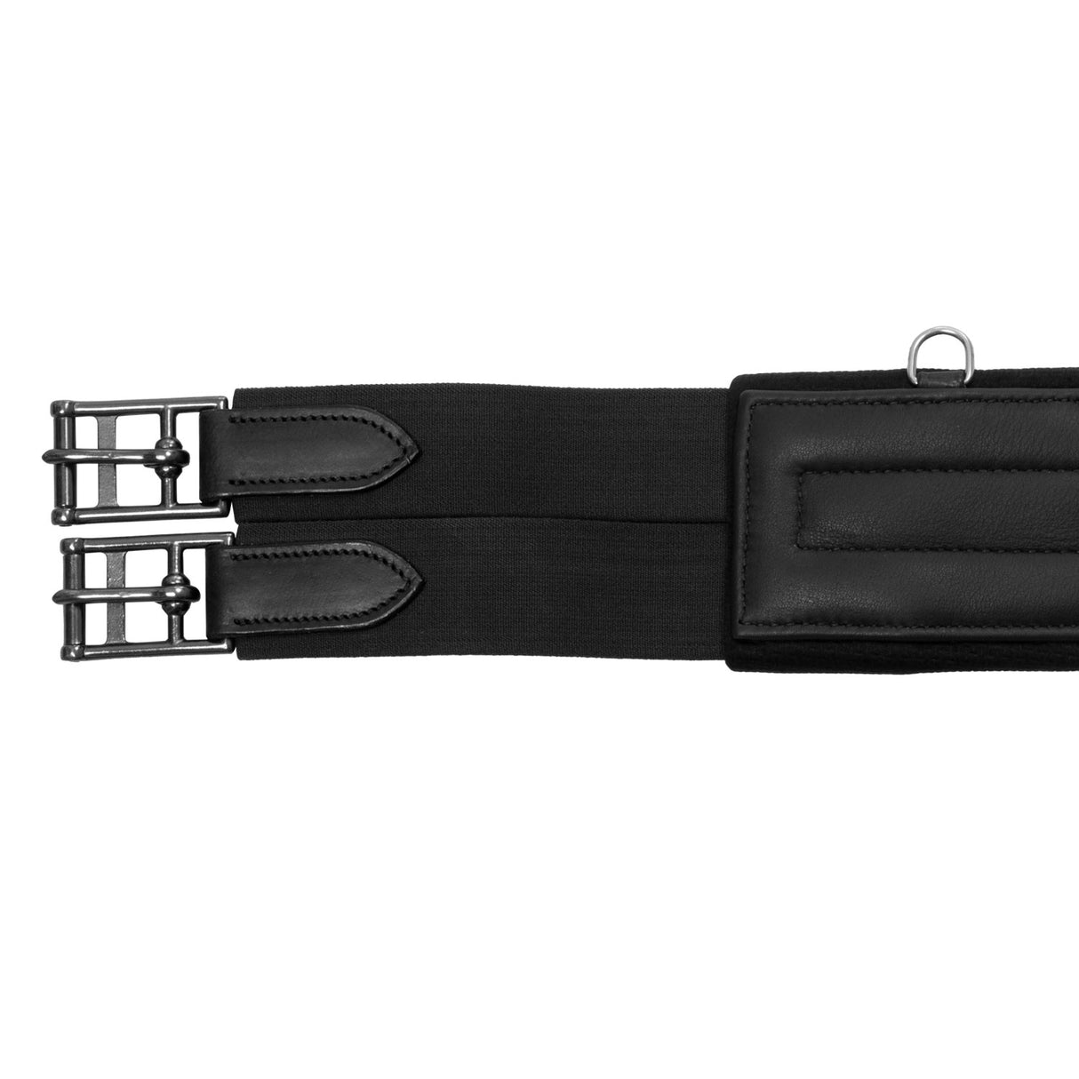 Equestro Jumping Girth Contoured Leather #colour_black
