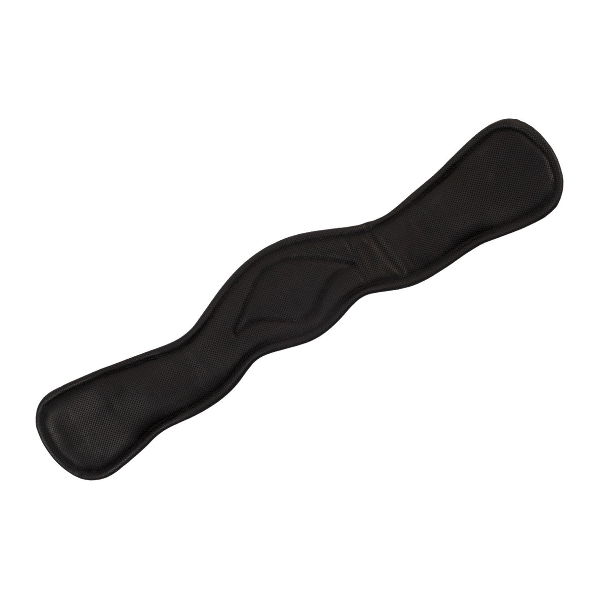 Shaped leather dressage girth with logo pin
