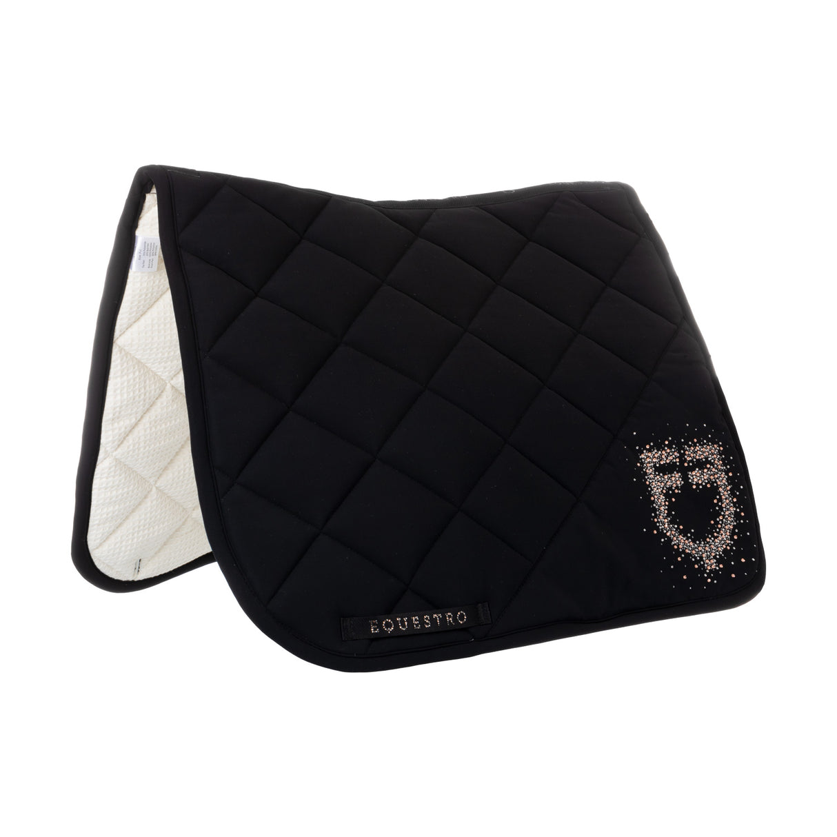 Equestro Dressage Saddle Pad With Rhinestone Logo #colour_black