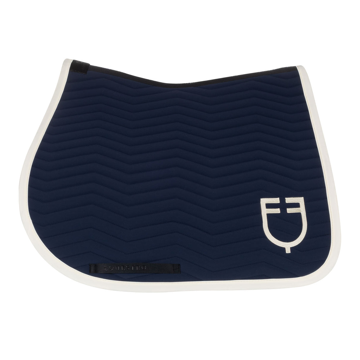 Equestro Wave Quilting Jumping Saddle Pad In Technical Fabric #colour_blue-white