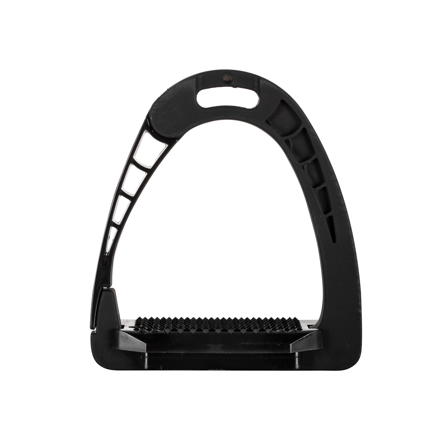 Equestro Junior Stirrups Side Opening And Wide Tread #colour_black
